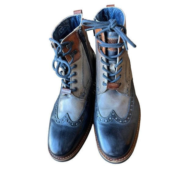 Bugatti Boots Marcello Brogue Mens Shoes Boots 42 NWOT Bew Gray Black Leather - Picture 3 of 10